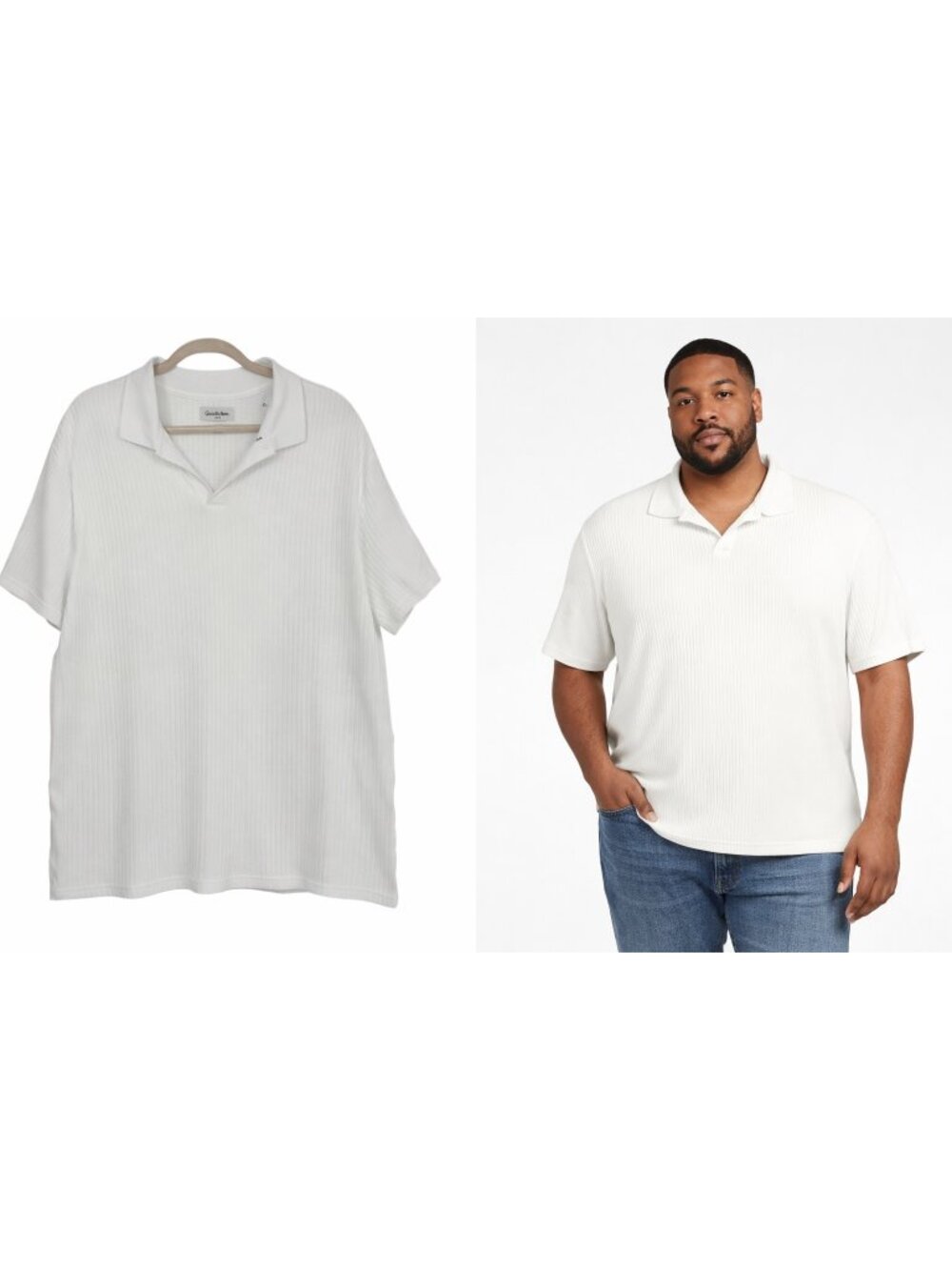 Goodfellow & Co Men XXL White Ribbed Knit Polo Shirt NWT Open Johnny Collar